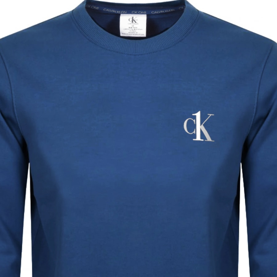Alternative Image for ProductCalvin Klein Logo Crew Neck Sweatshirt Blue2